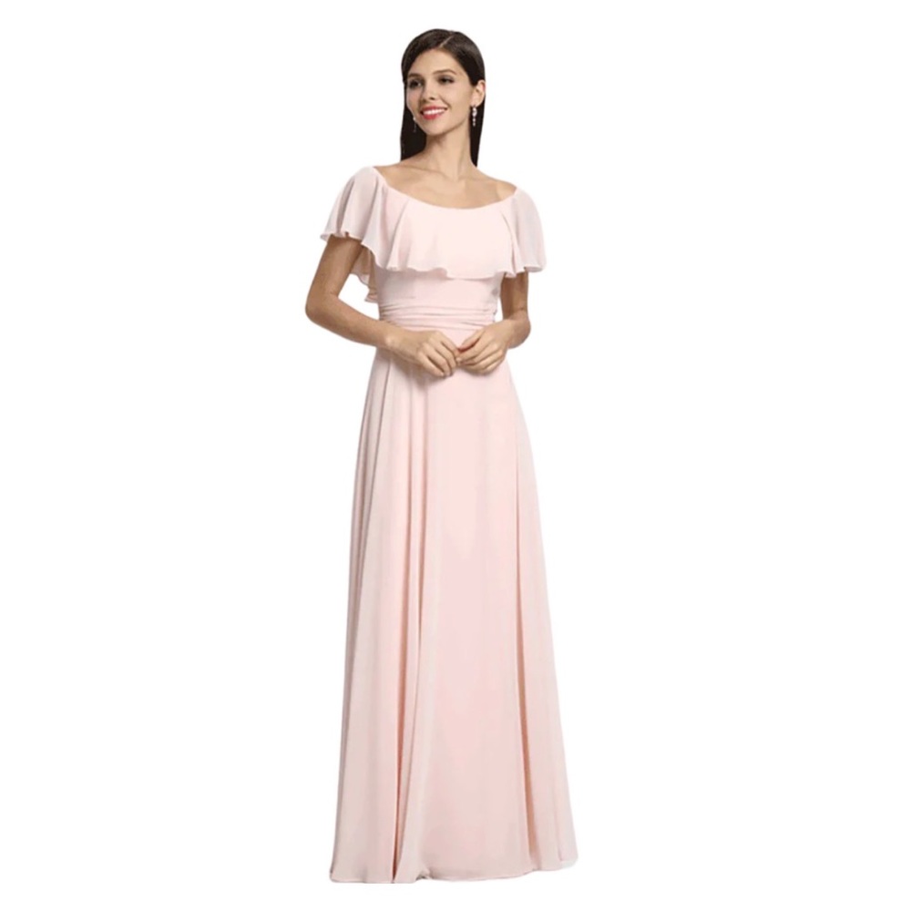Gather And Gown Pale Pink Off the Shoulder Gown